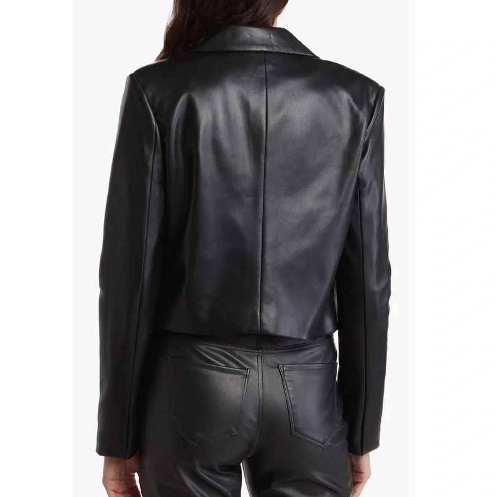 Avec Les Filles faux leather double breasted crop jacket size medium - Picture 3 of 9